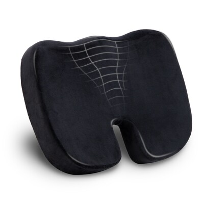 Mind Reader Memory Foam Office Chair Ergonomic Orthopedic Cushion, Black (SEACUSH-BLK)