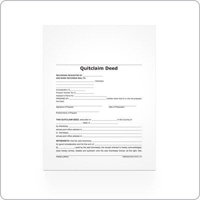 Adams Quitclaim, Deed, Form and Instructions, 8.5" x 11", 4 Sets/Book (LF298)
