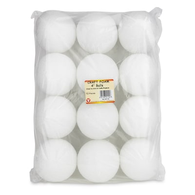 Hygloss Foam Balls and Eggs, White, 12/Pack (HYG51104) | Quill