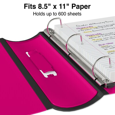 Staples® Better 3" 3 Ring View Binder with D-Rings, Pink (22724)