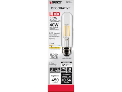 Satco Lighting 5.5-Watt Warm White LED Decorative Bulb, 6/Carton (S21344)