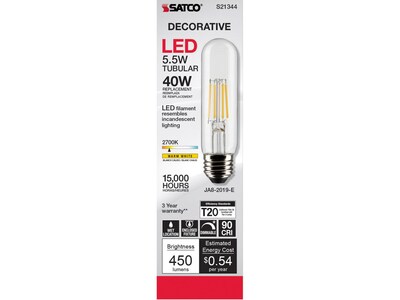 Satco Lighting 5.5-Watt Warm White LED Decorative Bulb, 6/Carton (S21344)