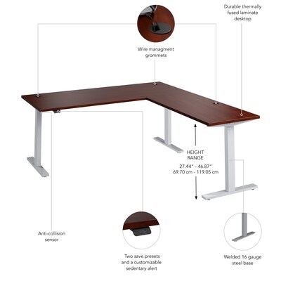 Bush Business Furniture Move 60 Series 72"W L Shaped Adjustable Standing Desk, Hansen Cherry (M6SL7278HCSK)