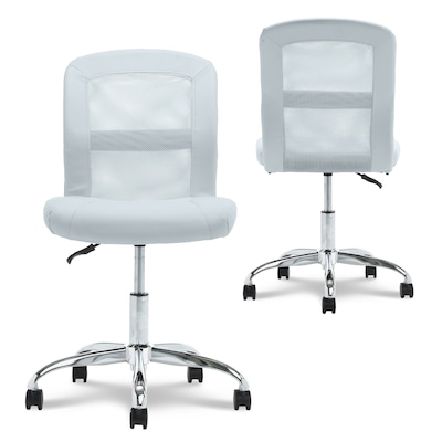 Serta Essentials Armless Ergonomic Bonded Leather/Mesh Swivel Task Chair, Blue (48740D)