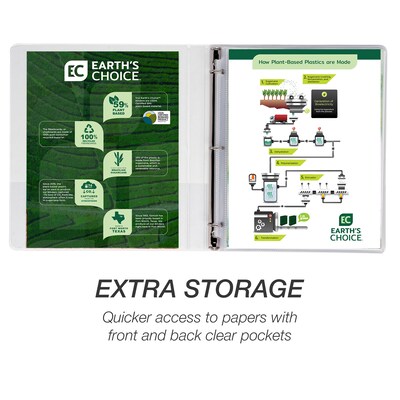 Samsill Earth's Choice 1/2" 3-Ring View Binders, White (18917)