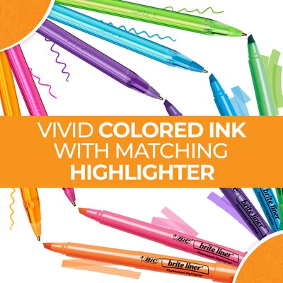 BIC Plan It Sets Ballpoint Pens & Highlighters Pack, Medium Point, Assorted Ink, 10/Pack (WMSBL10-AST)