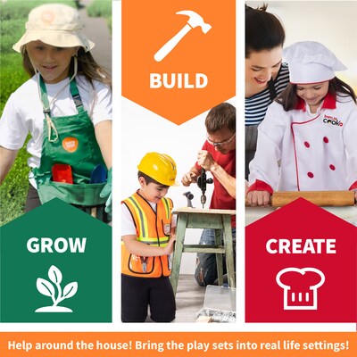 Bintiva Dress Up/Drama Play Helping At Home Trunk Set, Construction Worker/Chef/Gardener, 15 Pieces/Set (BNVBT023)