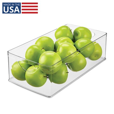 iDESIGN Large Stackable Plastic Storage Bin with Handles, 5" x 8" x 16", Clear (80006)