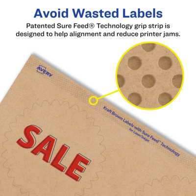 Avery Laser/Inkjet Burst Multipurpose Labels, 3" Dia., Kraft Brown, 150 Labels/Pack ( 94609)