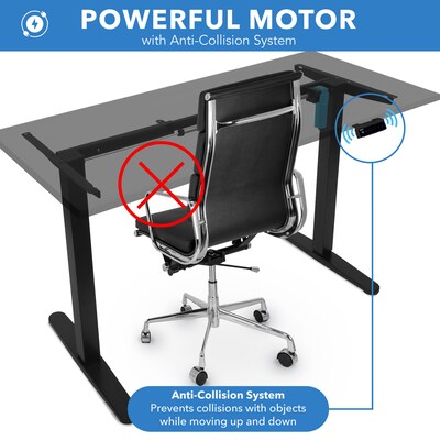 Mount-It! 55"W Electric Rectangular Adjustable Standing Desk, Black (MI-18087)