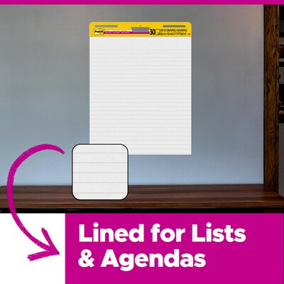 Post-it Super Sticky Wall Easel Pad, 25" x 30", Lined, 30 Sheets/Pad, 2 Pads/Pack (561WL-VAD-2PK)