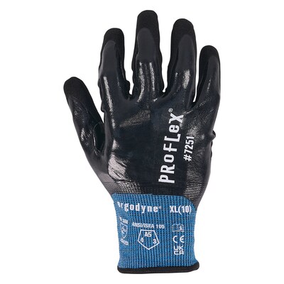 ProFlex 7251 Cut-Resistant Water-Resistant Fully Coated Nitrile Gloves, Large, 21 Gauge, A5 Cut Leve