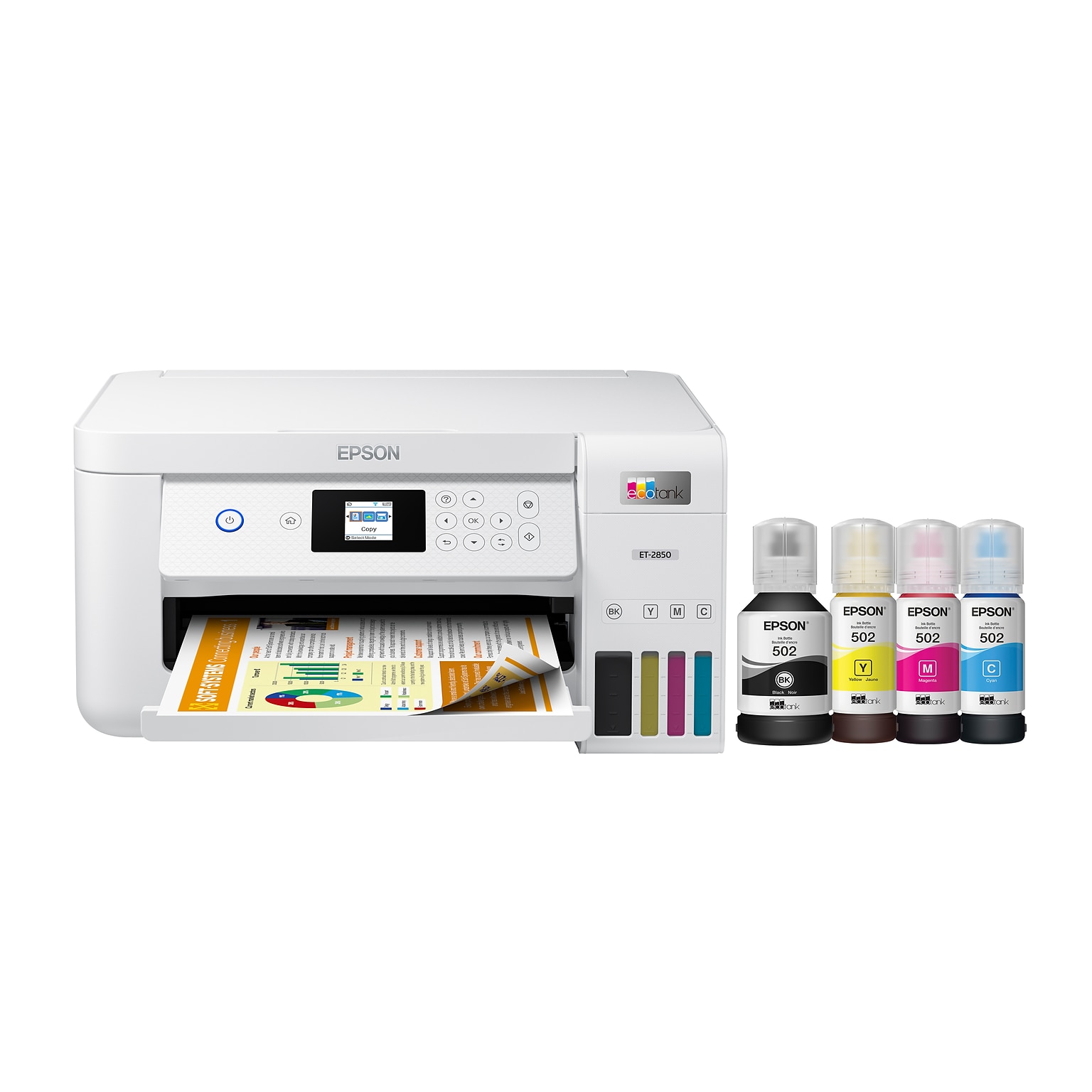 Epson EcoTank ET-2850 ET-2850-W Wireless Color Inkjet Printer, All-In-One Supertank, Print, Scan, Copy (9472541)