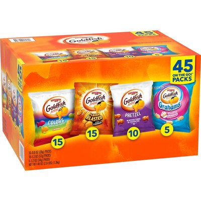 Goldfish Sweet & Savory Crackers Variety Pack, 46 oz., 45 Bags/Box (CAM04731)