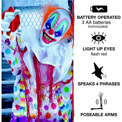 Haunted Hill Farm Life-Size Animatronic Talking Clown (HHCLOWN-1FLA)