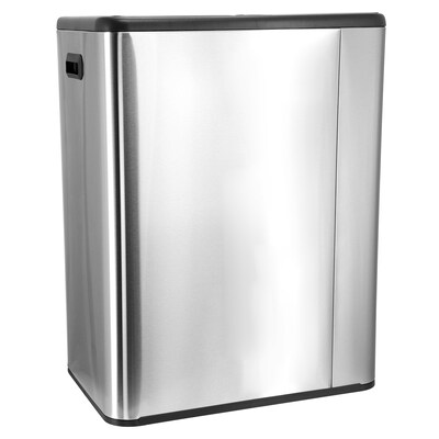 Elama Stainless Steel Indoor 2 Section Trash Can with Slow Close Lid, 8 Gallon, Silver (938122034M)