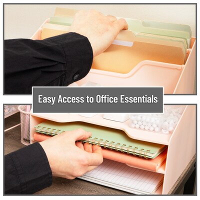 Mind Reader 5-Compartment Plastic Desk Tray, Pink (ANCHBOX5-PNK)