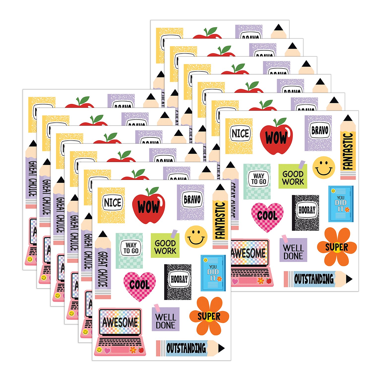 Teacher Created Resources Cool for School Stickers, Multicolored, 90/Pack, 12/Packs/Bundle (TCR9323-12)