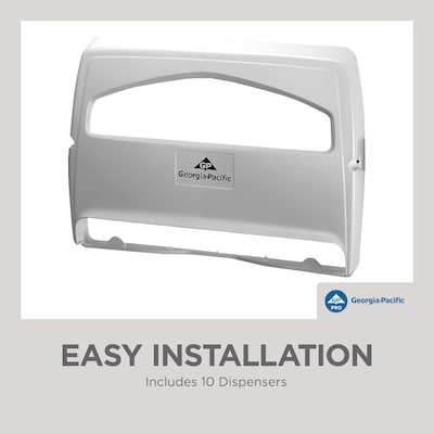 Georgia-Pacific Safe-T-Gard Toilet Seat Cover Dispenser, Half-fold, White, 10/Carton (57710)
