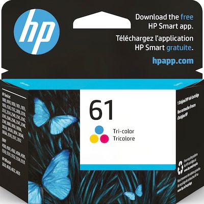 HP 61 Tri-Color Standard Yield Ink Cartridge (CH562WN#140), print up to 150 pages