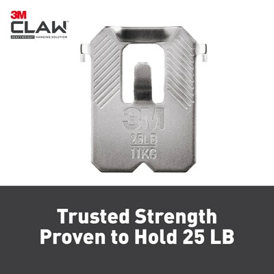 3M CLAW Drywall Hanger, 25 lbs., Silver, 4/Pack (3PH25M4ES)