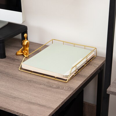 Mind Reader Metal Front Loading Letter Tray, Letter/Legal Size, Gold (PTRAY-GLD)