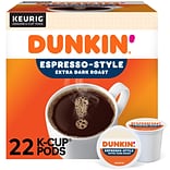 Dunkin Espresso-Style Coffee, Keurig K-Cup Pod, Extra Dark Roast, 22/Pack (5000367616)
