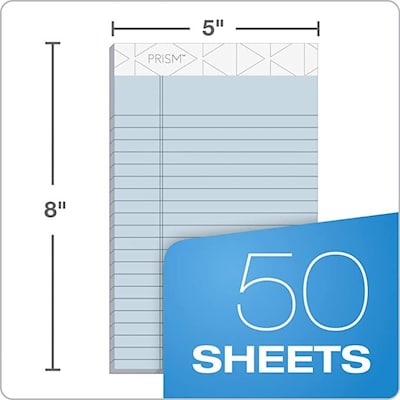 TOPS Prism+ Writing Notepads, 5" x 8", Narrow Ruled, Blue, 50 Sheets/Pad, 12 Pads/Pack (63020)