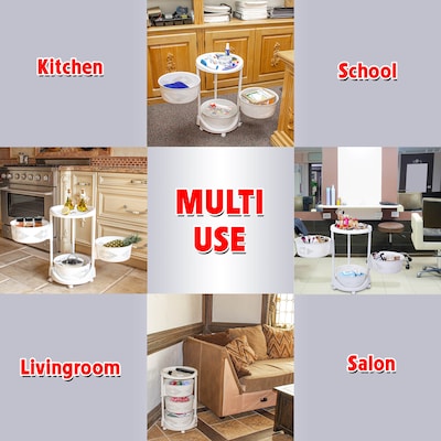 Dbest Octopus 360 3-Tier Plastic Rolling Kitchen Cart, White (01-914)