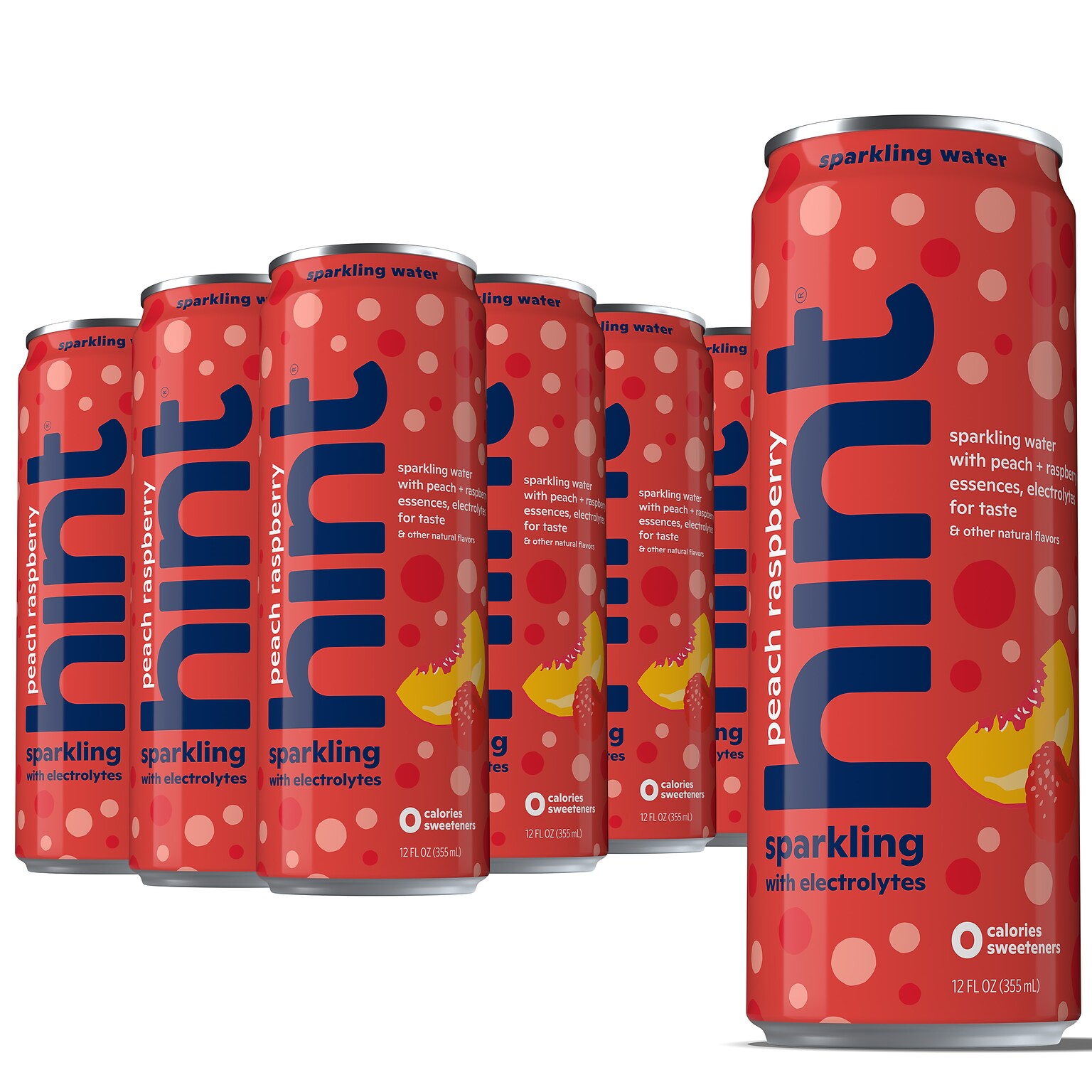 Hint Peach Raspberry Sparkling Water with Electrolytes, 12 fl. oz., 12 Cans/Carton (HINT-PRCAN-E)