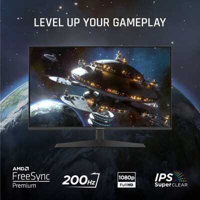 ViewSonic 24" FHD 200Hz LCD AMD FreeSync Gaming Monitor, Built-In Speakers, HDR10, Black (VX2429)