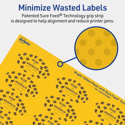 Avery Laser/Inkjet Oval Multipurpose Labels, 1" x 2", Bright Yellow, 960/Pack (94053)