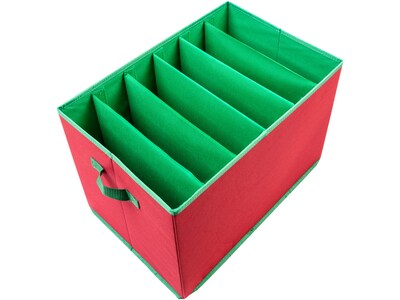 Honey-Can-Do Holiday Storage Tote with Lift-Off Lid, Red/Green (SFT-09193)