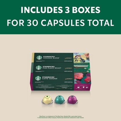 Nespresso Starbucks Variety Pack Coffee Nespresso Vertuo Capsules, 30/Pack (163926)