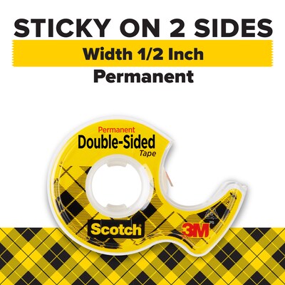 Scotch Permanent Double Sided Tape with Refillable Dispenser, 0.5 x 7 yds., 1 Core, Clear, 3/Pack (3136)