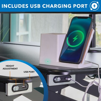 Mount-It! 47"W Electric Adjustable Standing Desk Converter with Dual Monitor Mount and USB Charging Port, Black (MI-8054)
