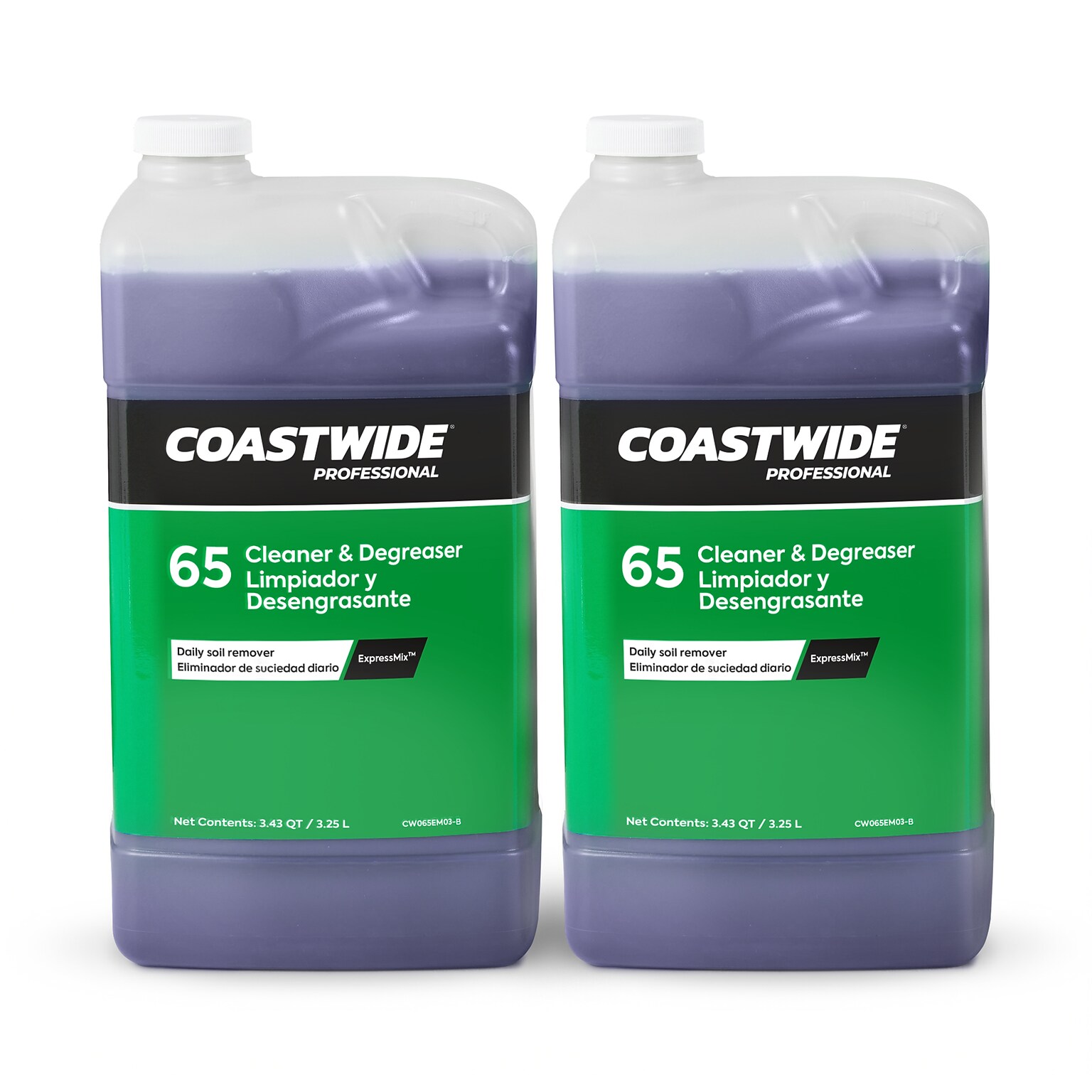 Coastwide Professional Cleaner and Degreaser 65 Heavy-Duty Concentrate for ExpressMix, 3.25L, 2/Carton (CW6503EM-A)