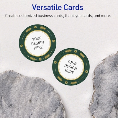 Avery Gold-Green Border Matte Blank Card, White, 120/Pack (S00-FDK)