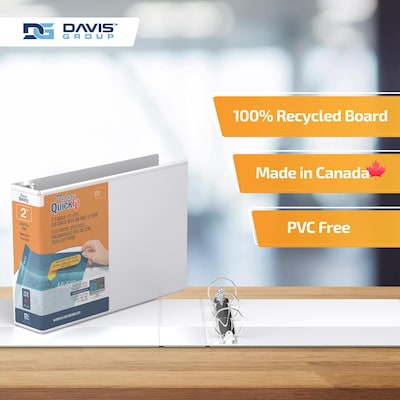 Davis Group QuickFit Heavy Duty 2" 3-Ring Standard Binders, White, 4/Pack (97130-04)