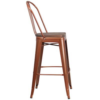Flash Furniture Blake Contemporary Metal Vertical Back Barstool, Copper, 4-Pieces/Pack (4ET353430POCW)