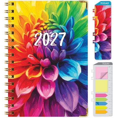 2027 Excello Brands 6 x 8 Weekly & Monthly Standard Planner, Paperboard Cover, Rainbow Petals (FSHN-CY27-58-41)