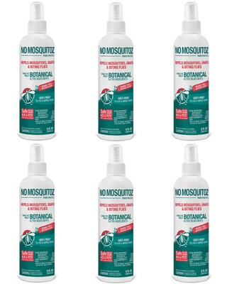 No Mosquitoz Natural DEET-Free Insect Repellent for Mosquitoes, Woodsy Scent, 8oz, 6/Pack (BND04607)
