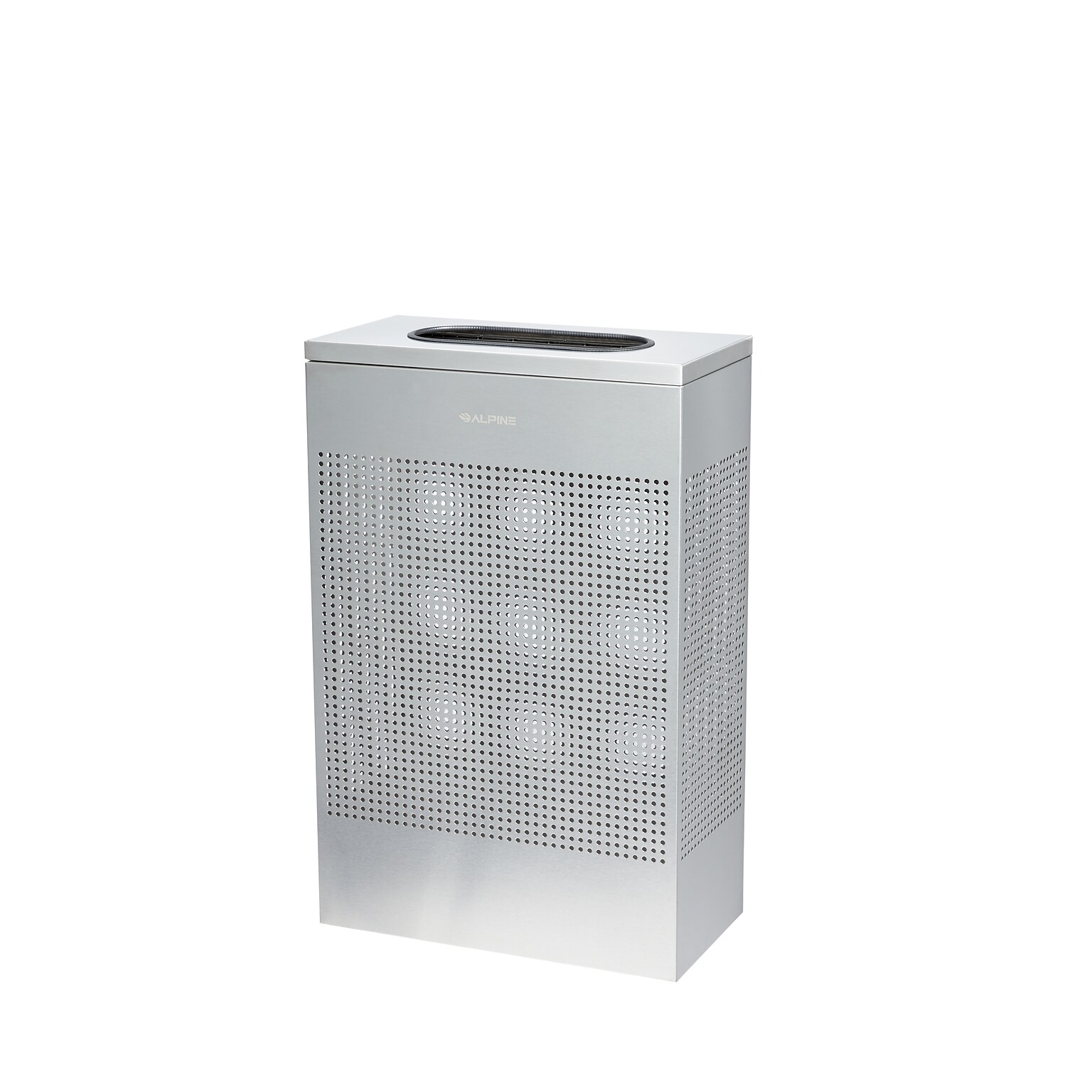 Alpine Industries Stainless Steel Trash Can, 13 Gallon, Silver (ALP438-13-SS)