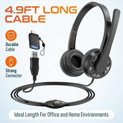 Delton 12Y Noise-Canceling Stereo On-Ear Headset, USB Type-A (DWH12YAC)