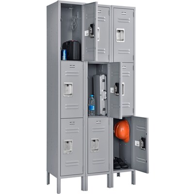 Global Industrial Infinity 78H 3-Tier 3-Column Storage Locker, Gray (493424GY)