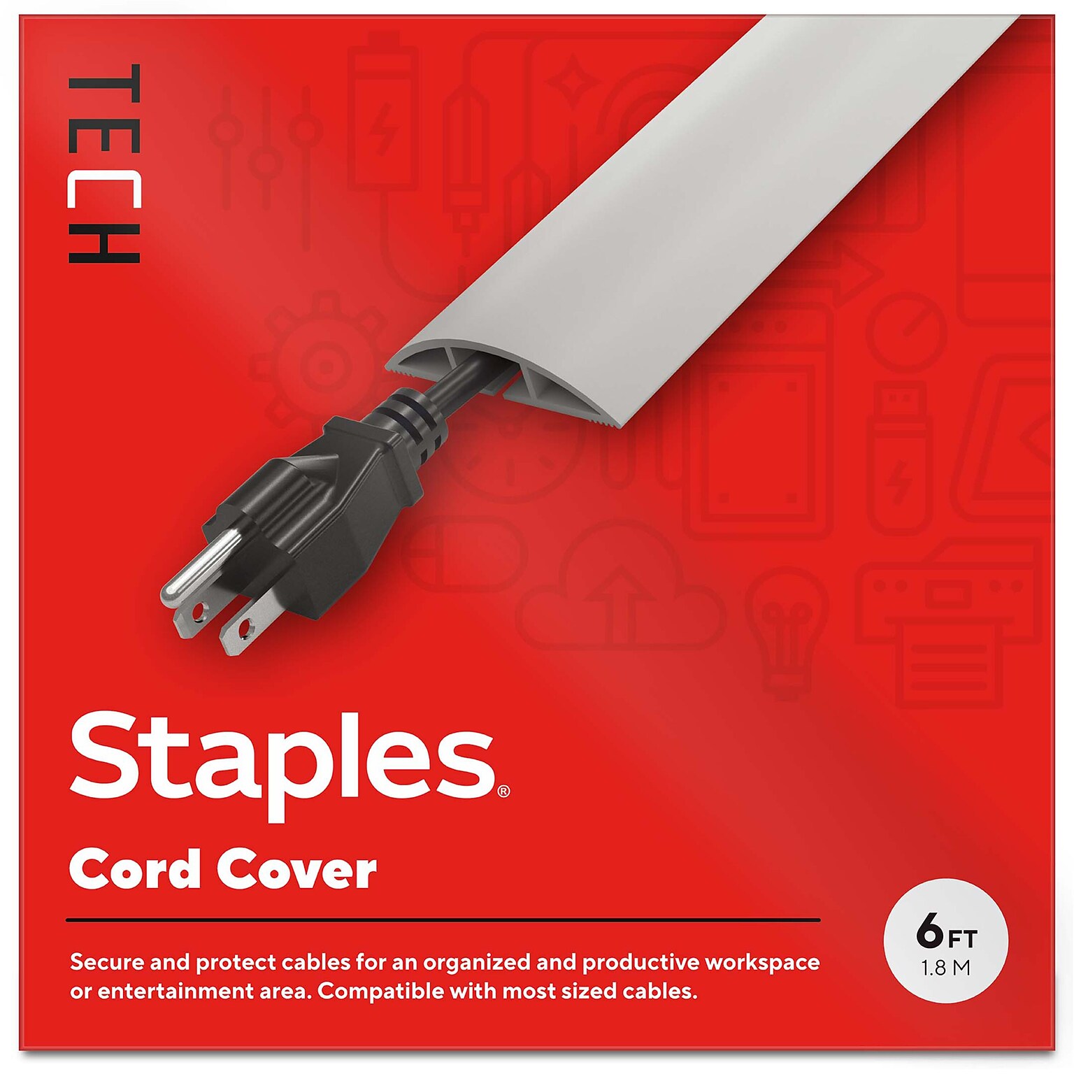 Staples TECH 6 Cord Covers, Gray (ST62389)