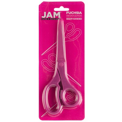 JAM Paper® Heavy Duty Multi-Purpose Precision Scissors, 8 Inch, Fuchsia Pink, Stainless Steel Blades, Sold Individually (342PI)