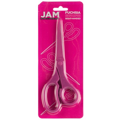 JAM Paper 8" Plastic General Purpose Scissors, Pointed Tip, Fuchsia Pink (342PI)