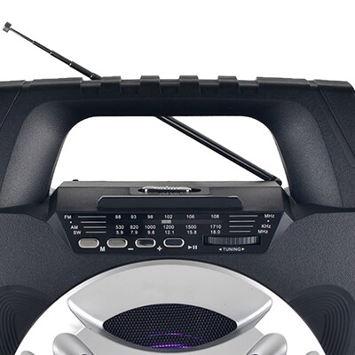 QFX Wireless Retro Jukebox-Style Portable Bluetooth AM/FM/Shortwave Radio with Flashlight & Solar Panel, Black (R-45)