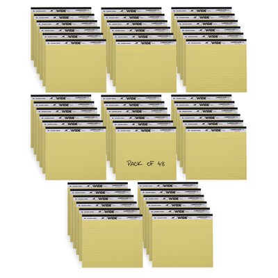 Roaring Spring Wide Notepad, 11 x 9.5, College Ruled, 20 lb. Heavyweight Paper, Yellow, 40 Sheets/Pad, 48 Pads/Case (74501CS)
